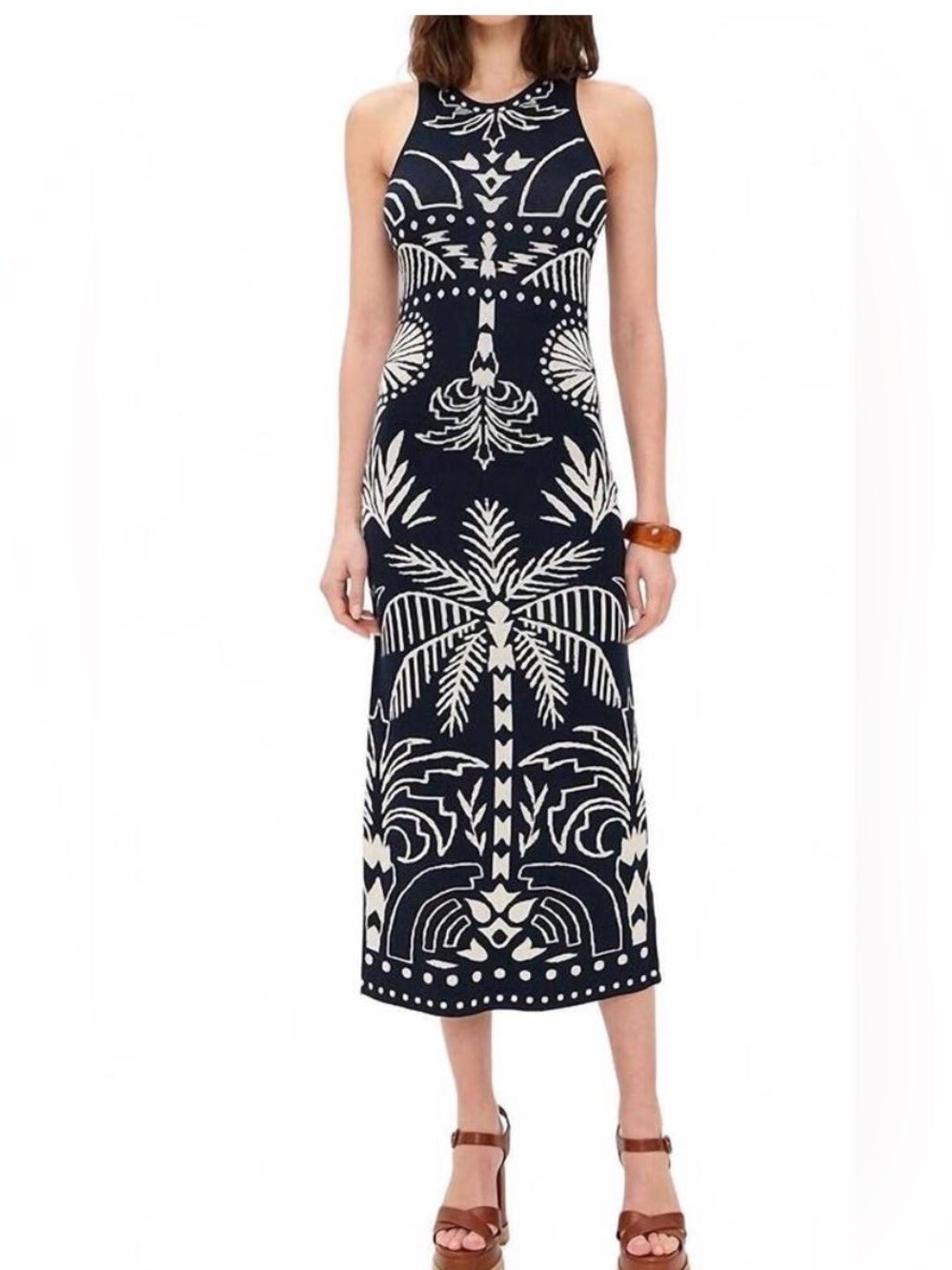 Z Supply Navy and Ivory Patterned Tropical Midi Skirt M